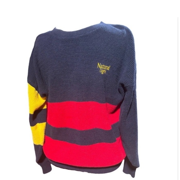 The Lions Pride NATURAL LIGHT Sweater Multicolor USA XL Mens Pullover Knit VTG - Picture 1 of 4